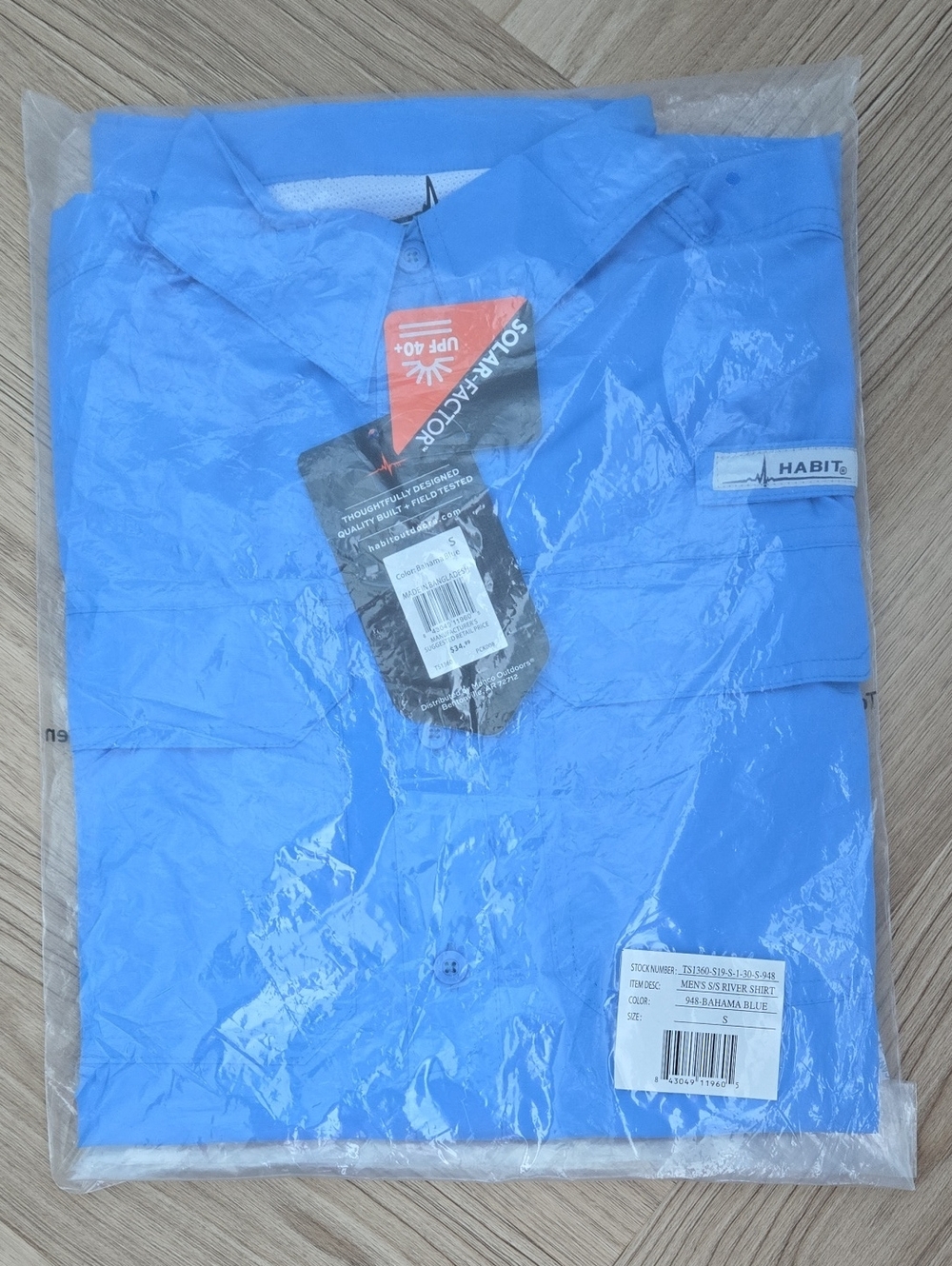 Habit Men's Short Sleeve Button Shirt - Sky Blue Small Solartec